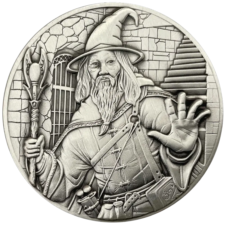 d20 Male Human Wizard Coin by Goliath Coins