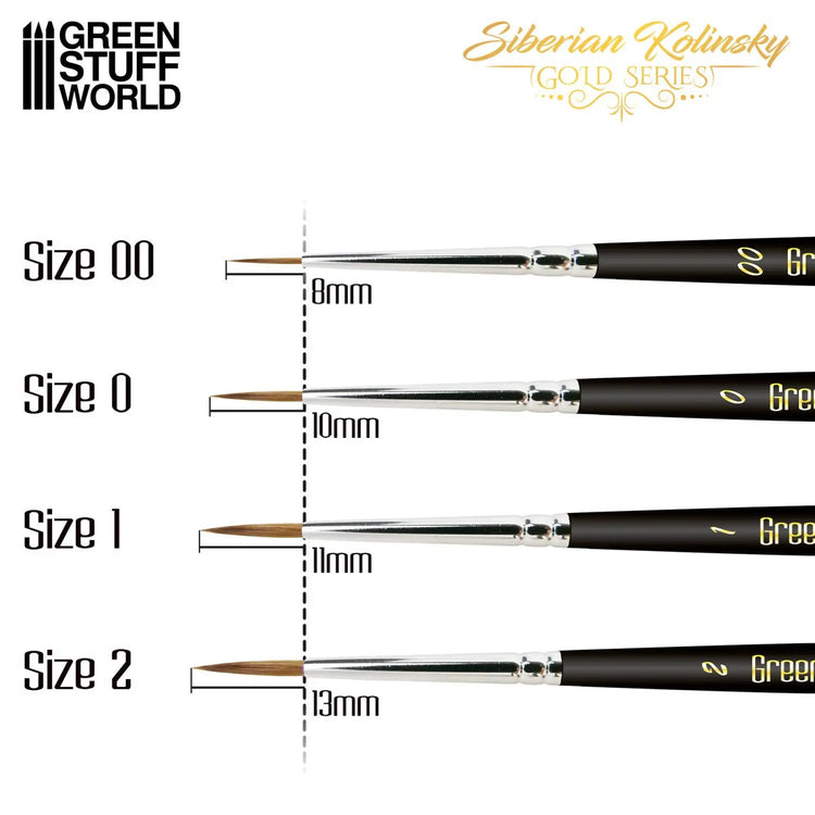 Premium Paint Brushes - GOLD SERIES SIBERIAN KOLINSKY by Green Stuff World