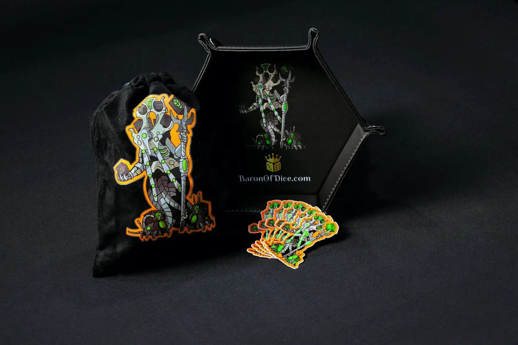 Slumbering Machines Wargaming Gear Bundle | Premium Dice Tray & Bag by Baron of Dice